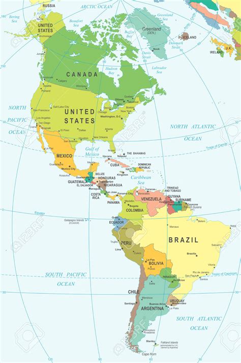 North and South America Map